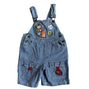 Vintage Y2K Bob The Builder Shortalls Toddler Boy 3T Overalls Adjustable Stripe